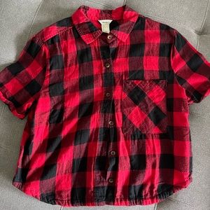 Forever 21 Women’s Flannel Pattern Crop Top Size S
